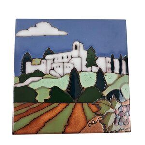 Triton Tile Sterling Vineyards Scene Hot Plate Hand Painted Vintage 6 in Square